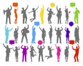 Colourful silhouette of rejoiced business people