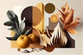 Colourful Simple Organic Shapes in Earth tones that represent mindful living Generative AI Illustration