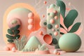 Colourful Simple Organic Shapes in pastel tones that represent mindful living Generative AI Illustration