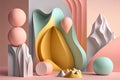 Colourful Simple Organic Shapes in pastel tones that represent mindful living Generative AI Illustration