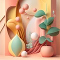 Colourful Simple Organic Shapes in pastel tones that represent mindful living Generative AI Illustration