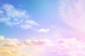 Colourful Sky with soft Clouds with pastel colour in blue, puple, pink, Yellow and Orange colour. Beautiful natural abstract multi Royalty Free Stock Photo