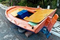 Wooden Greek Fishing Boat maintenance, Greece Royalty Free Stock Photo