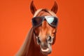 colourful smile background fun funny animal horse portrait illustration goggles sunglasses. Generative AI.