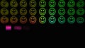 Colourful smiley faces appearing in a grid