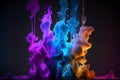 Colourful smoke of blue, aqua and violet dust on black background Royalty Free Stock Photo