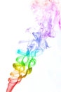 Colourful smoke on white background