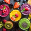 colourful smoothies made with superfoods