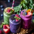 colourful smoothies made with superfoods