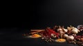 Colourful spices with black background