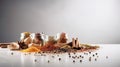 Colourful spices with white background