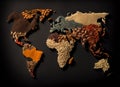 Colourful spices world map Royalty Free Stock Photo