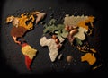 Colourful spices world map