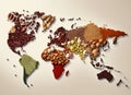 Colourful spices world map Royalty Free Stock Photo