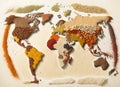 Colourful spices world map Royalty Free Stock Photo