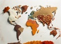 Colourful spices world map Royalty Free Stock Photo