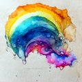 Watercolor rainbow splash. Abstract rainbow coloured watercolor background. Colourful splashes