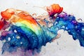 Watercolor rainbow splash. Abstract rainbow coloured watercolor background. Colourful splashes