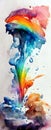 Watercolor rainbow splash. Abstract rainbow coloured watercolor background. Colourful splashes