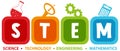 Colourful STEM education text icon Royalty Free Stock Photo