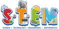 Colourful STEM education text icon