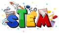 Colourful STEM education text icon