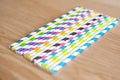 Colourful straws on a table