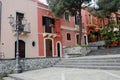 A colourful street scene in Milazzo, Sicily Italy