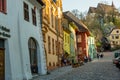 Colourful street in Sighisoara, Romania