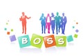 Colourful success business people silhouette, group of diversity businessman with boss leader, successful team concept