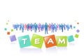 Colourful success business people silhouette, group of diversity businessman and businesswoman successful team concept