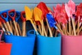 Colourful Summer Bucket and Spades Beach Seaside Scene Royalty Free Stock Photo