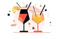 Colourful summer cocktail drink. Flat illustration style. Generative ai