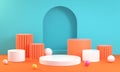 Colourful Summer Podium Display, Step Geometry Shape, For Presentation Products, Abstract Background 3d Rendering