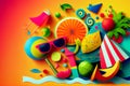 Colourful Summertime Fun Generative AI Illustration Royalty Free Stock Photo