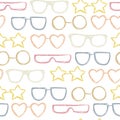 Colourful sunglasses pattern. Minimal summer concept.