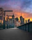 Vibrant Australian sunrise in the City of Melbourne from the Sandridge Bridge