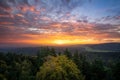 Colourful sunrise over the Black Forest in late summer