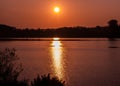 Colourful sunrise with reflection at Furzton Lake, Milton Keynes