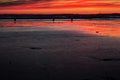 Colourful sunset over the beach at Polzeath