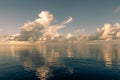 Colourful sunset in tropical islands with blue sky orange clouds and sun rays in Indian Ocean in Maldives Royalty Free Stock Photo