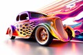 Colourful Surreal Custom Hot Rod Generative AI Illustration