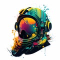 Colourful Surreal Divers Helmet Generative AI Illustration