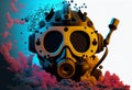 Colourful Surreal Diving Helmet Generative AI Illustration