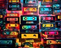 Colourful Surreal Retro Cassette Tapes.