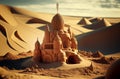 Colourful Surreal Sand Castle Generative AI Illustration