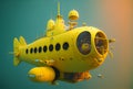 Colourful Surreal Yellow Submarine Generative AI Illustration.