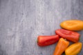 Colourful sweet pepper on a blue marble background