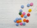 Colourful sweets on white background