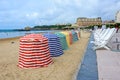 Colourful tents on Biarritz Grande Plage in France